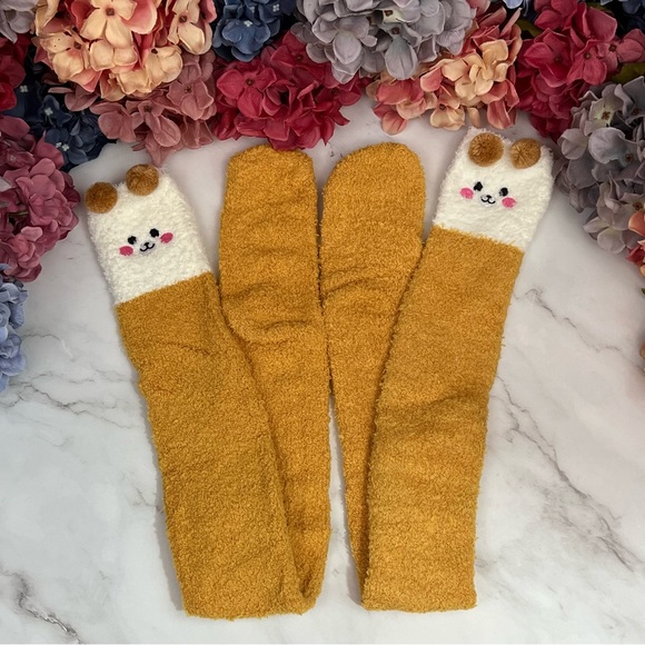 Whimsical Plush Animal Camel Brown Bear Over the Knee Socks - Picture 8 of 14